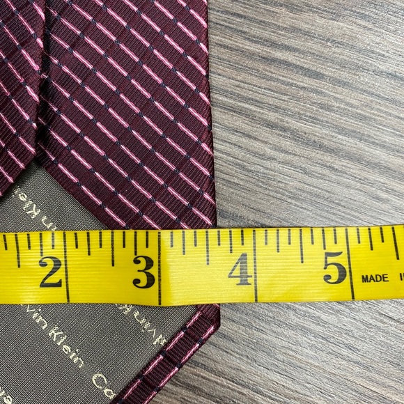 Calvin Klein Maroon w/ Pink Check Tie - Picture 4 of 4